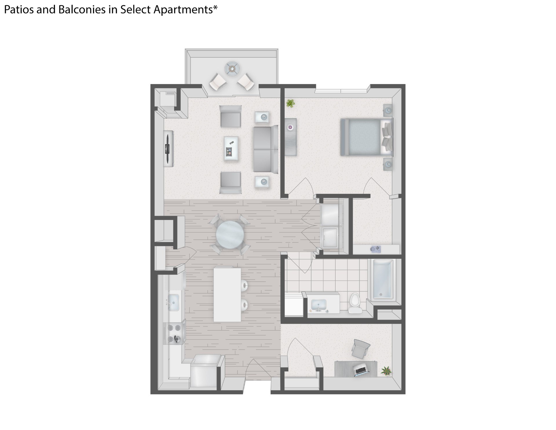 Floorplan for Apartment #2304, 1 bedroom unit at Halstead Plymouth